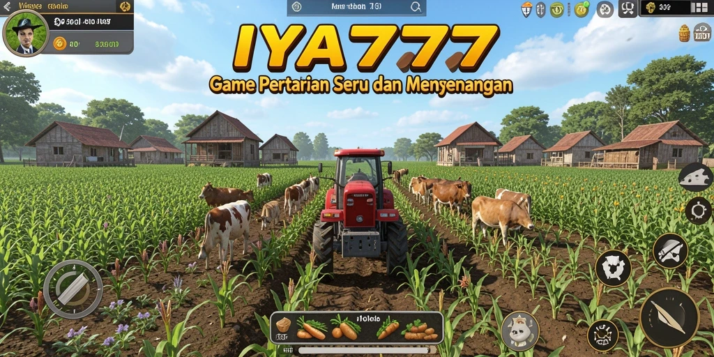 Tampilan screenshot gameplay <strong>IYA777</strong> menunjukkan aktivitas bertani yang seru dan interaktif.