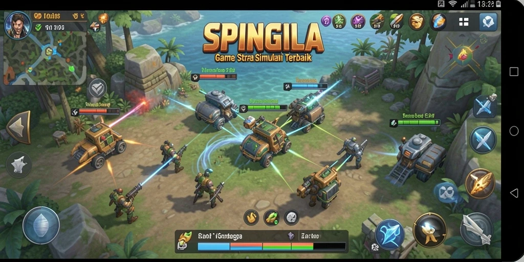 Tangkapan layar gameplay SPINGILA menampilkan aksi pertempuran yang seru.